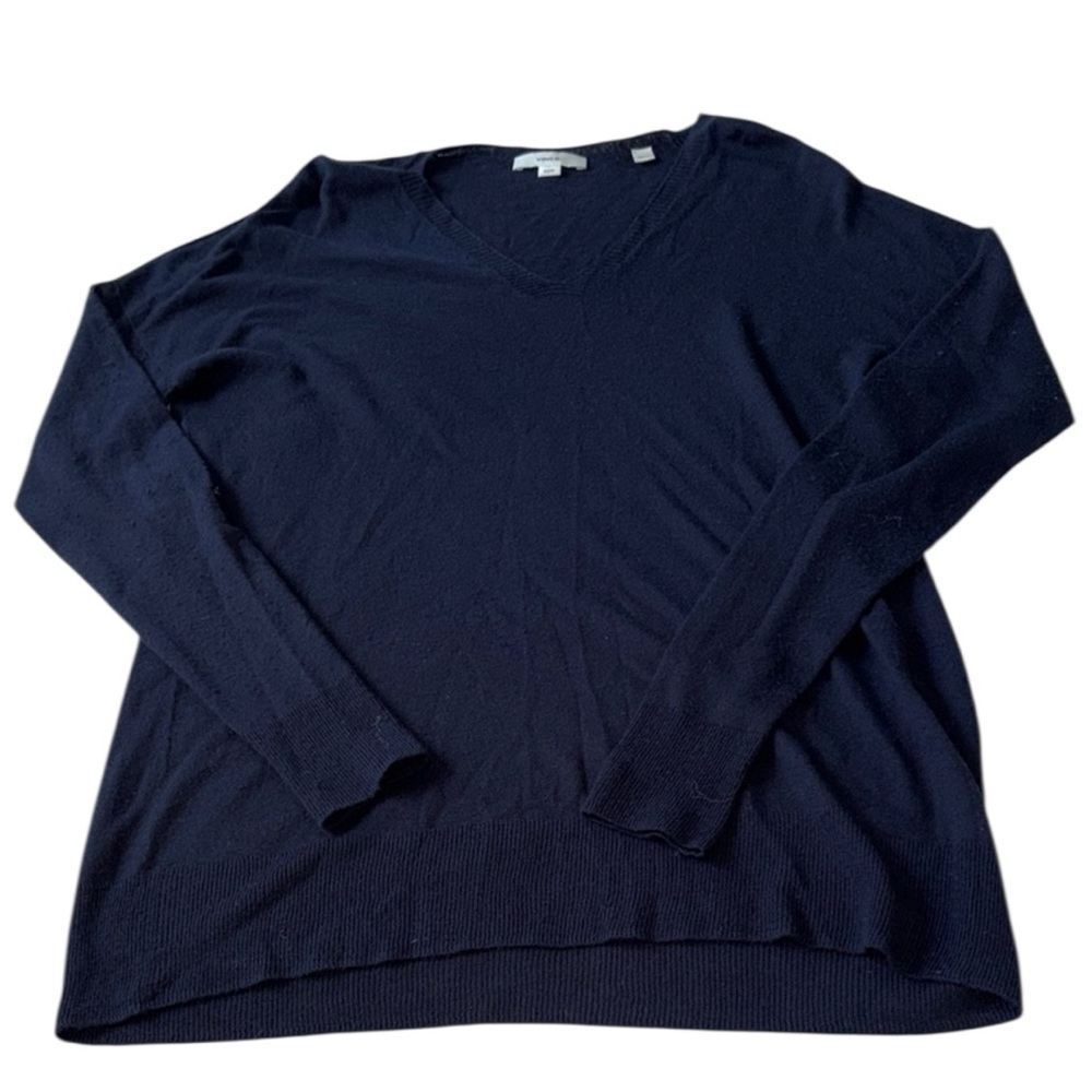 Vince Navy V-Neck Long Sleeve Sweater Size XS